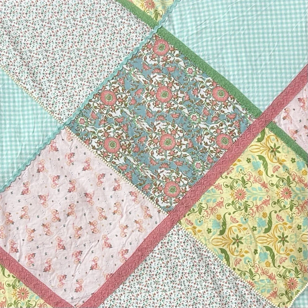 Matilda Jane MJ Hidden Gem Ruffled Patchwork Comforter Quilt HTF‎ FULL/QUEEN